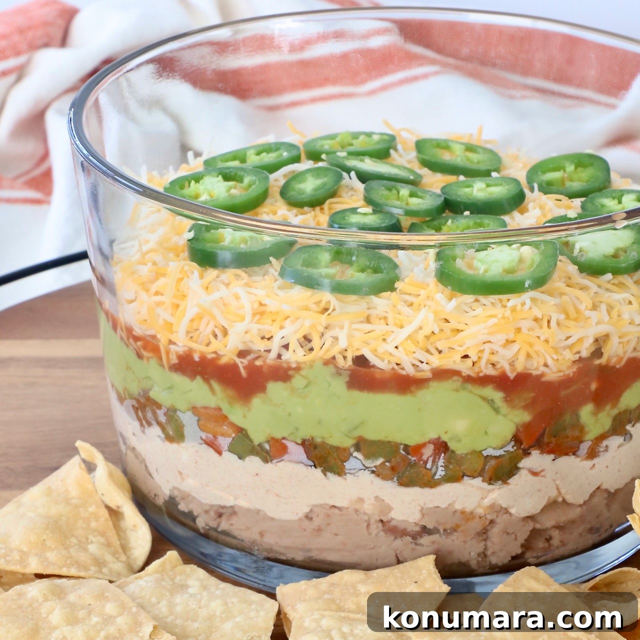 seven layer dip in glass trifle
