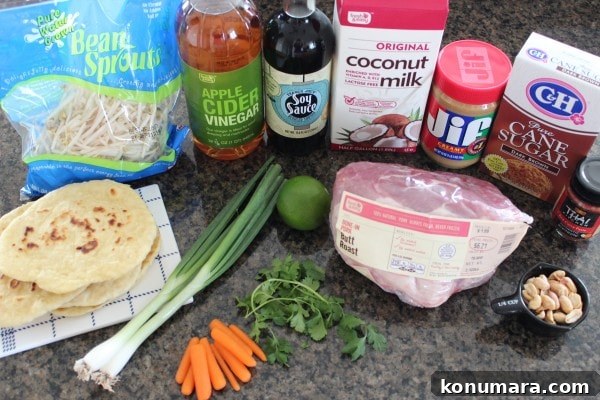 Pulled Pork Roti Pizzas with Thai Peanut Sauce 5 Thai Peanut Pulled Pork Roti Bread Pizza Ingredients