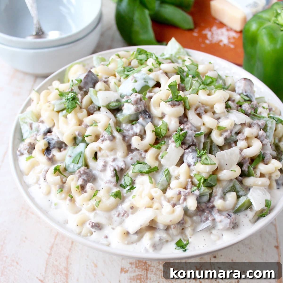Quick Ground Beef Dinners for Weeknights 13 Philly Cheesesteak Mac and Cheese