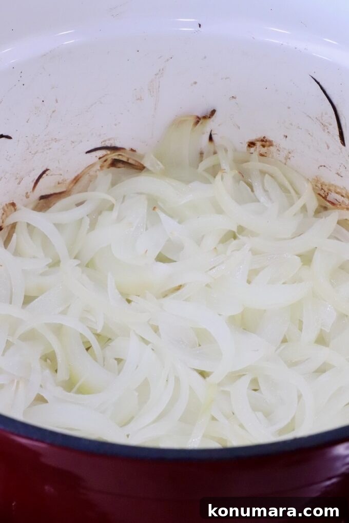caramelized onions in a large pot
