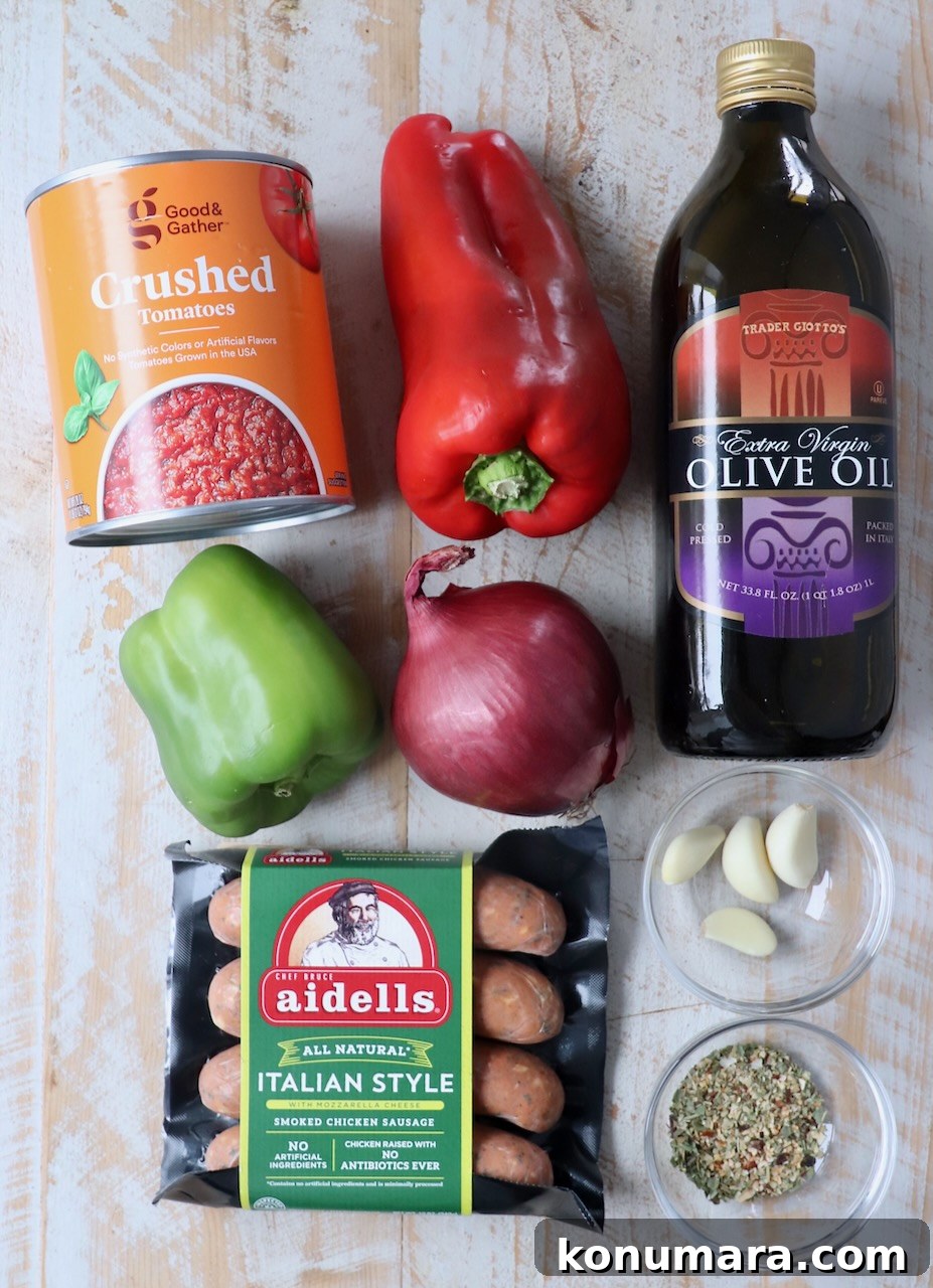 Classic Italian Sausage and Peppers Recipe 3 ingredients for Italian sausage and peppers