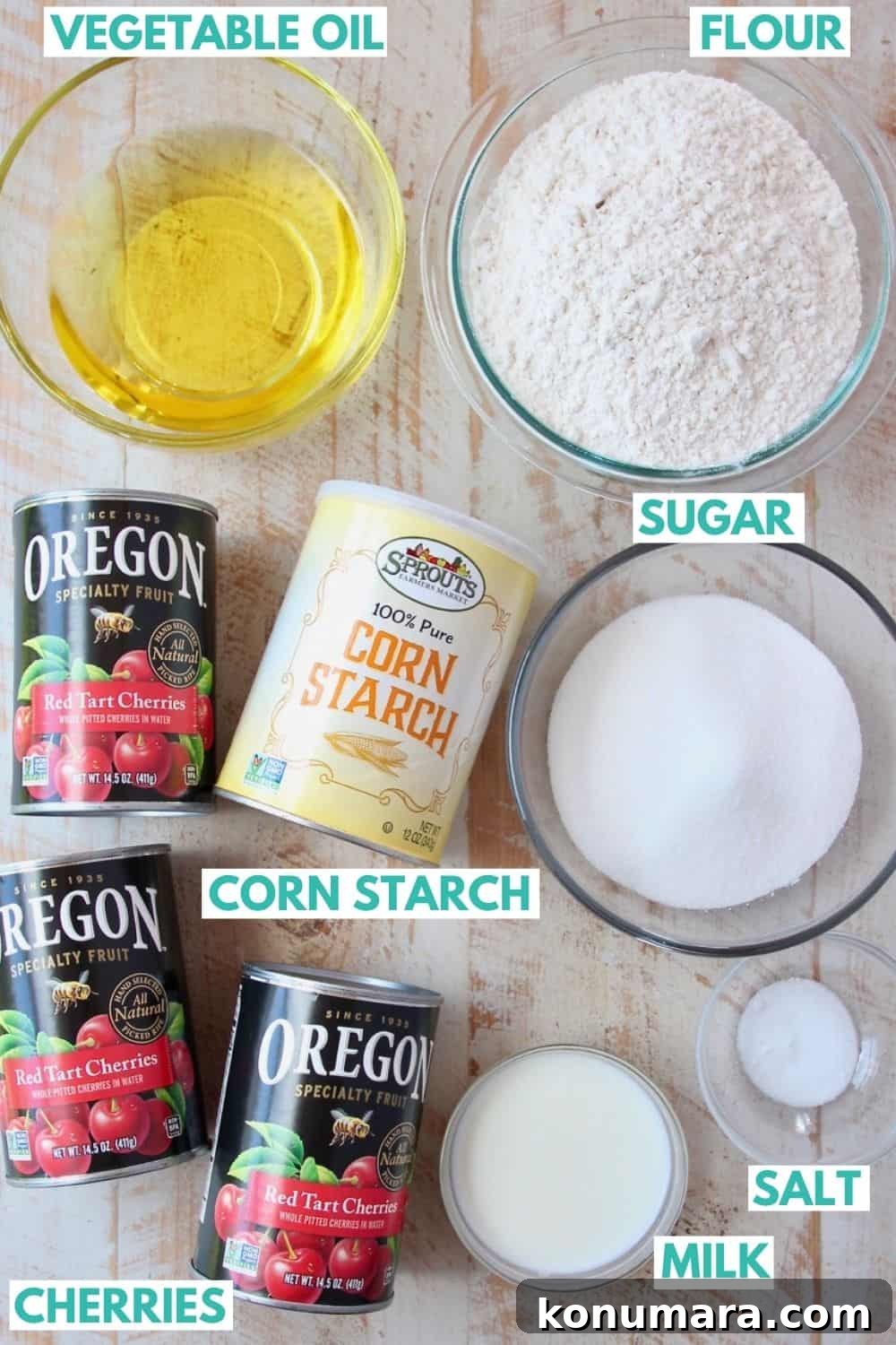 Ingredients for homemade cherry pie