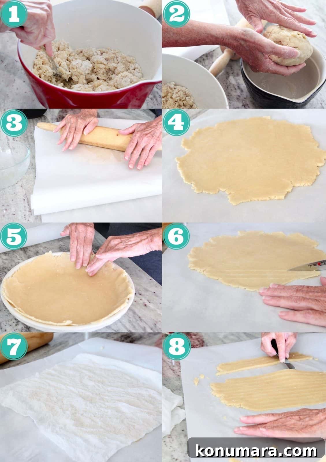 collage of images showing how to make classic pie crust