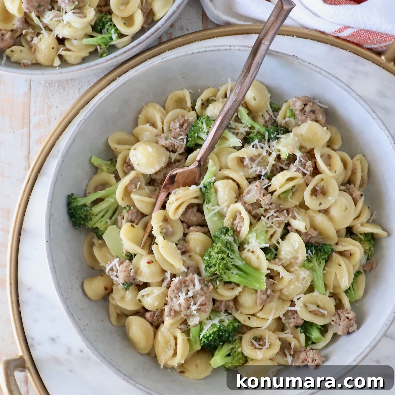 Orecchiette pasta with broccoli and Italian sausage