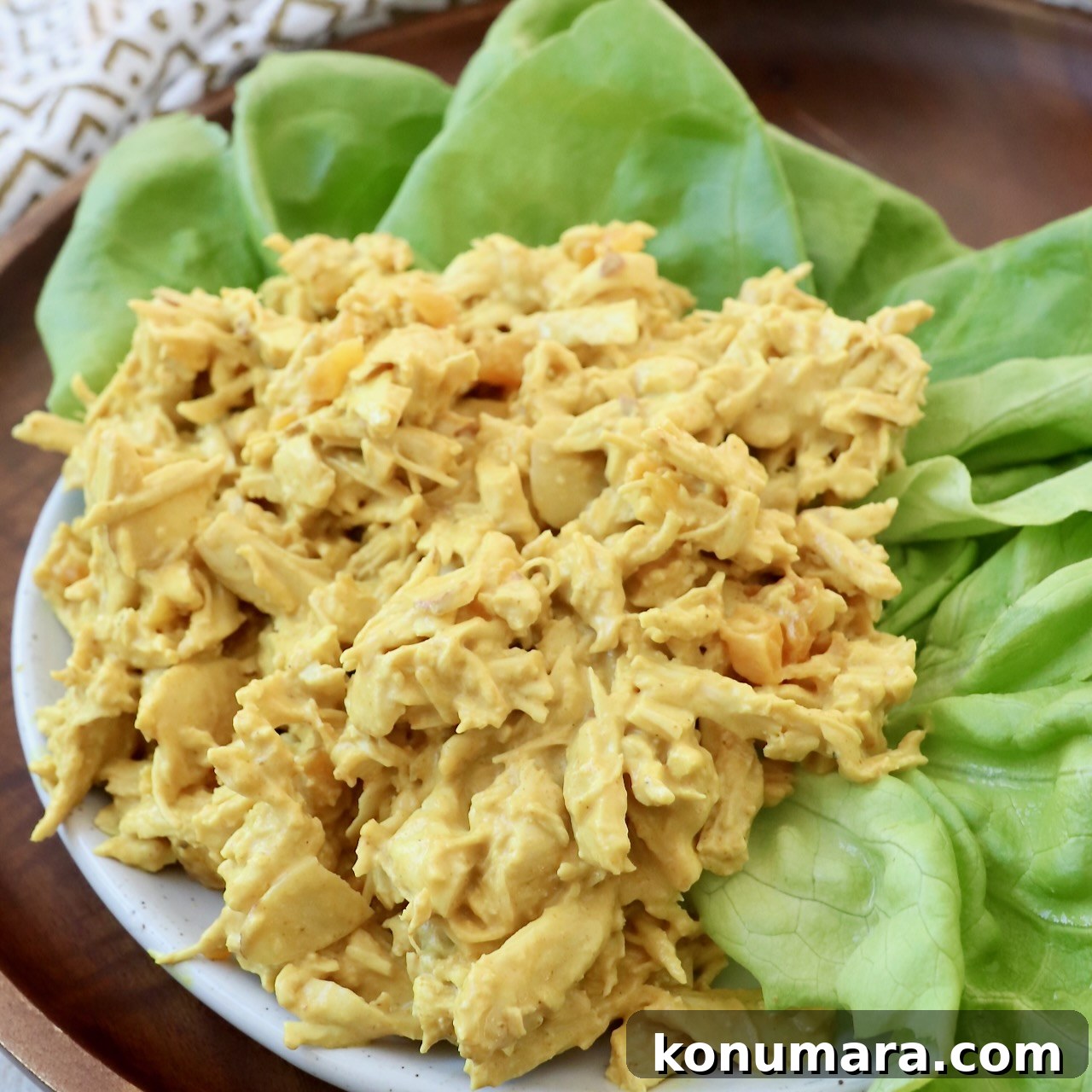Coronation chicken served on lettuce