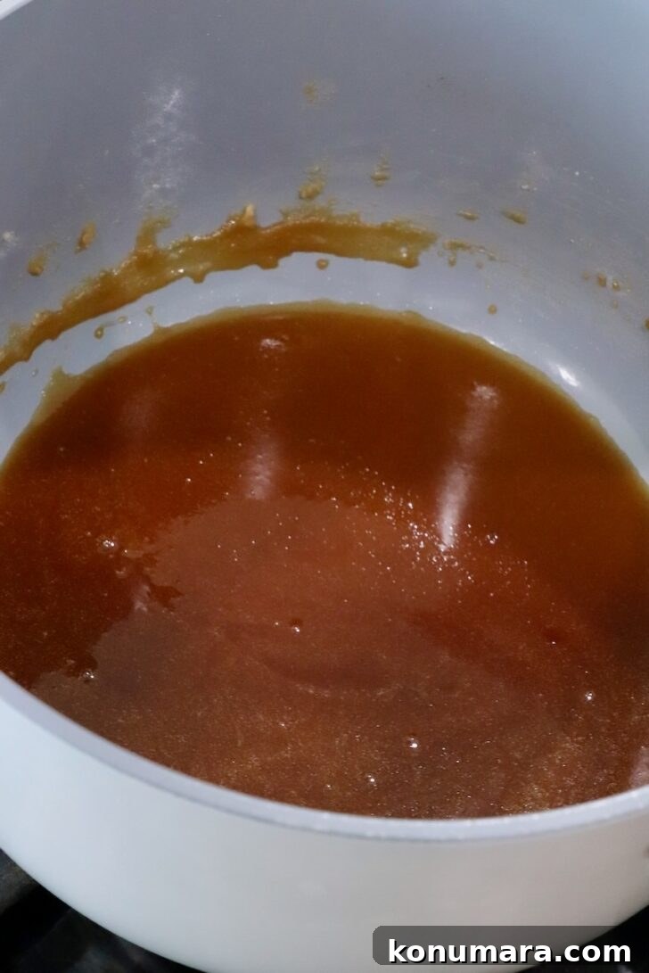 caramel sauce in a pot