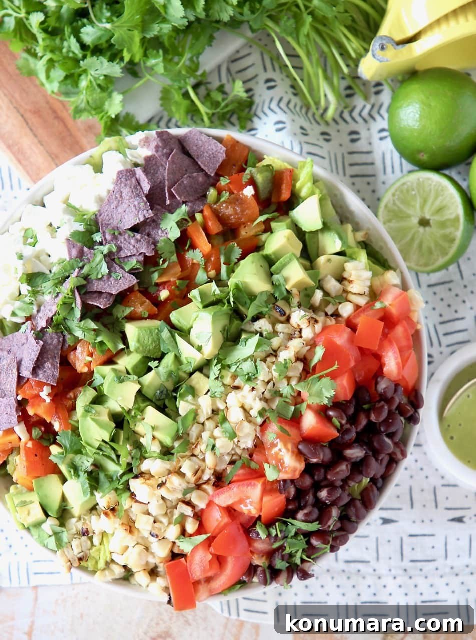 Grilled Romaine Chopped Salad with Tomatoes, Corn, Black Beans, Avocado and Goat Cheese