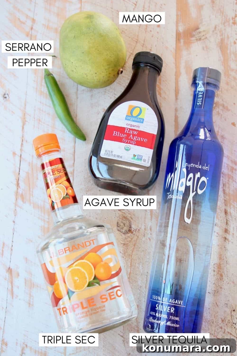 Ingredients for spicy mango margaritas