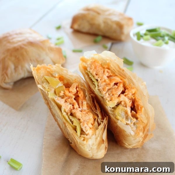 Buffalo Chicken Phyllo Rolls