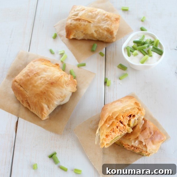 Buffalo Chicken Phyllo Wraps
