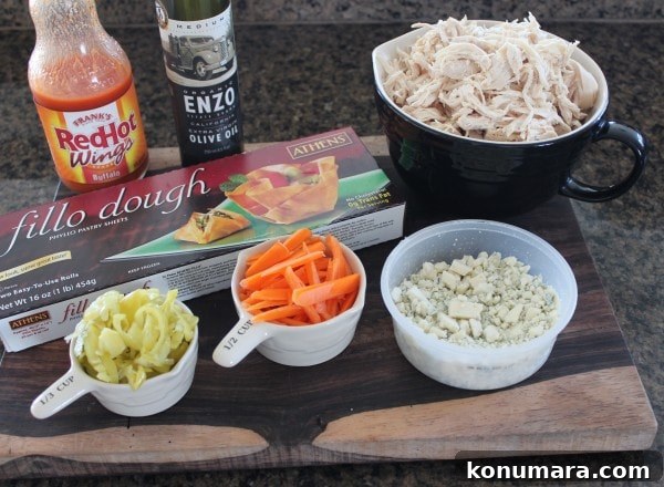 Buffalo Chicken Phyllo Roll Ingredients
