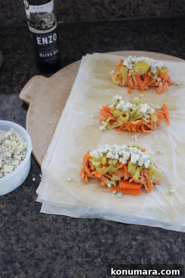 Buffalo Chicken Phyllo Rolls