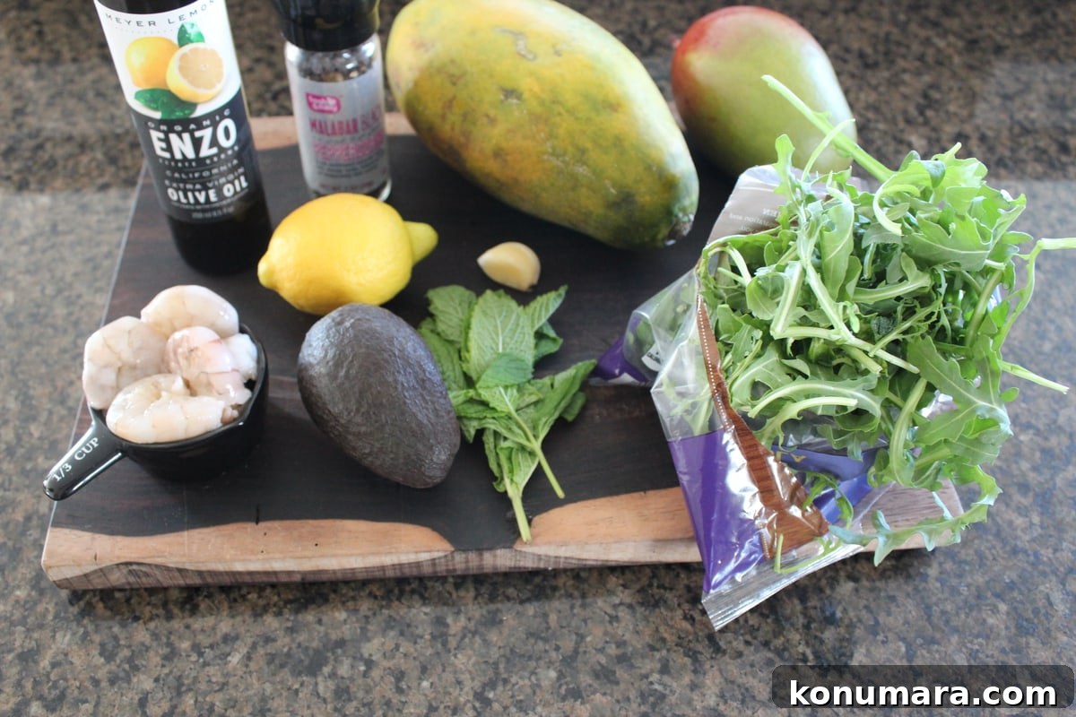Shrimp Mango Arugula Salad Ingredients