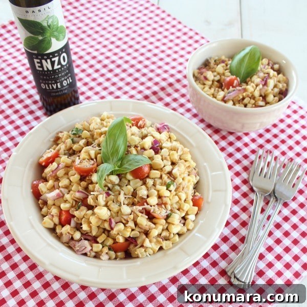 Italian Corn Salad with Basil Infused Olive Oil