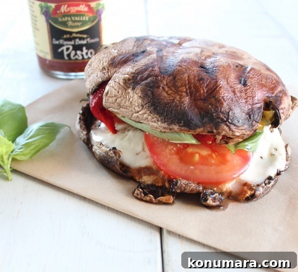 Grilled Portobello Caprese Pesto Sandwich