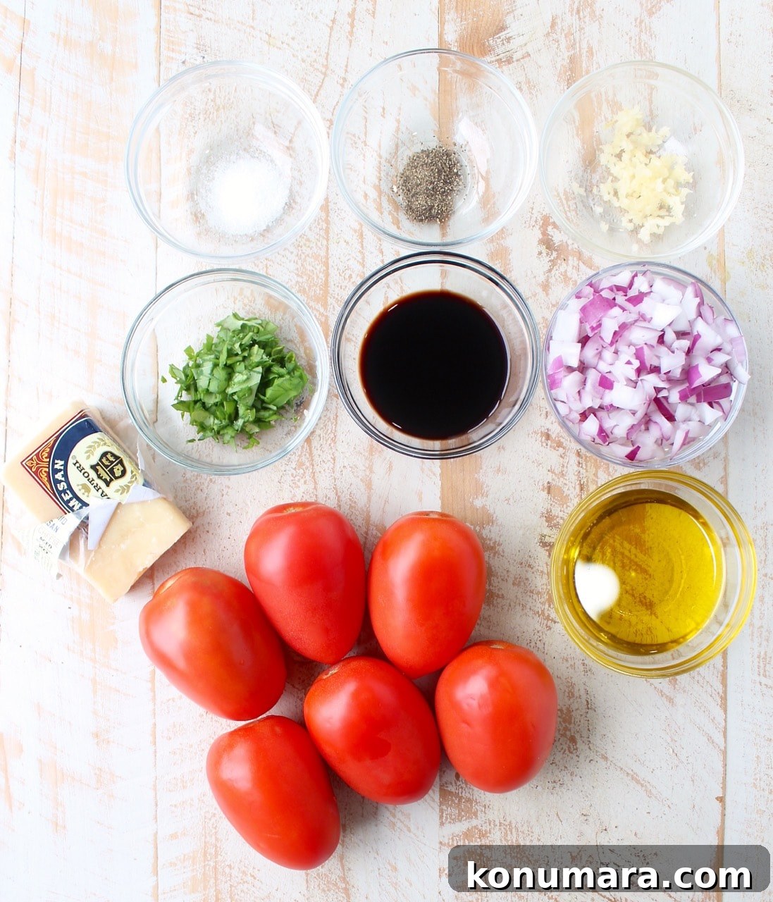 ingredients for tomato bruschetta